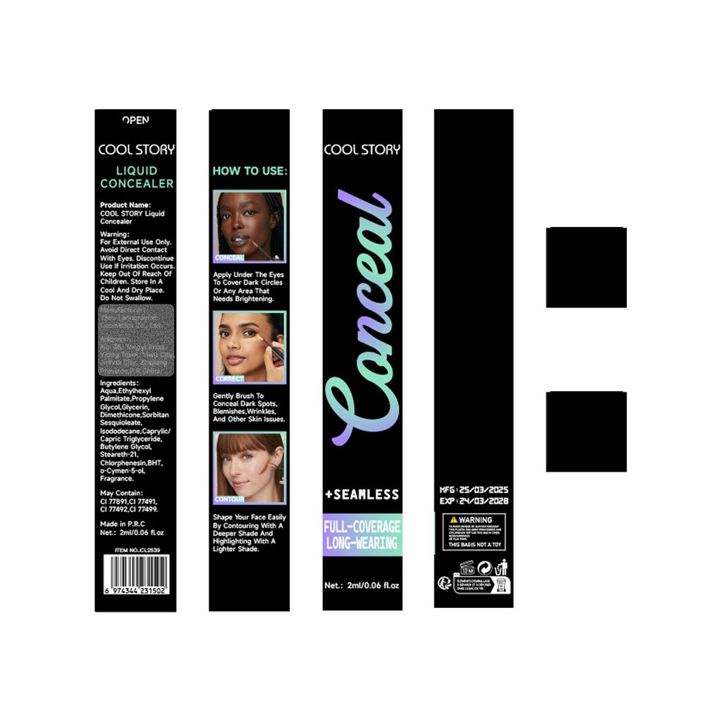 Concealer Covers Acne Marks, Dark Circles, Spots, Tattoos, Scars, Contouring Foundation, Long-lasting Waterproof and Quick-drying Liquid Concealer