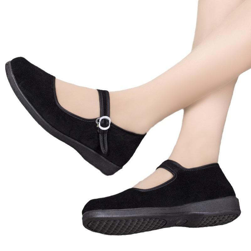 Cloth shoes single shoes soft sole low heel flats black square dancing shoes etiquette shoes mother shoes