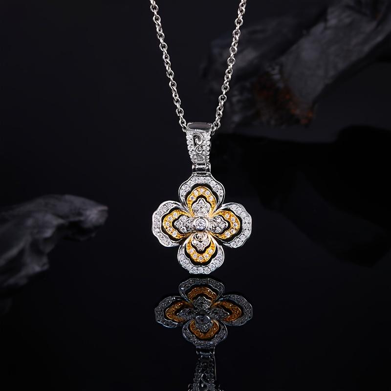 

1 Piece Four Leaf Clover Moissanite Necklace, s925 Silver, Fashionable Daily Wear, Personalized, Creative, Suitable for 45cm белый