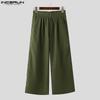 INCERUN Oversized Men Zipper High Waist Solid Casual Wide Leg Pants with Pockets