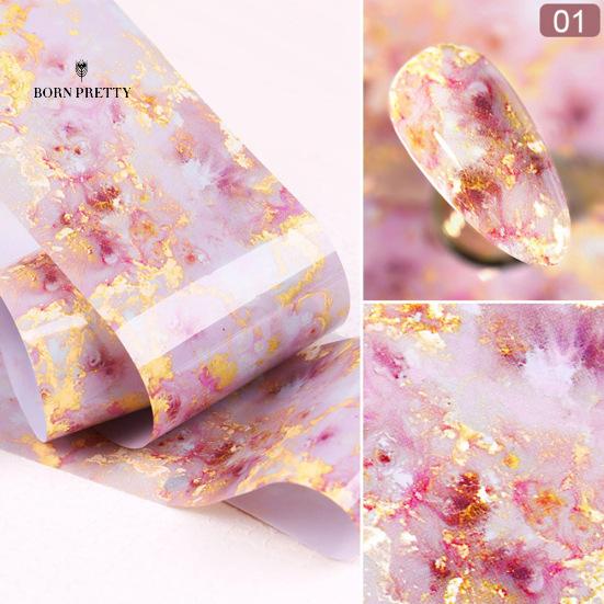 Marmo Macchiato Stelle Ornamenti Unghie Adesivo Nail Art Rosa Blu Foil Manicure Decalcomanie Trasferimento