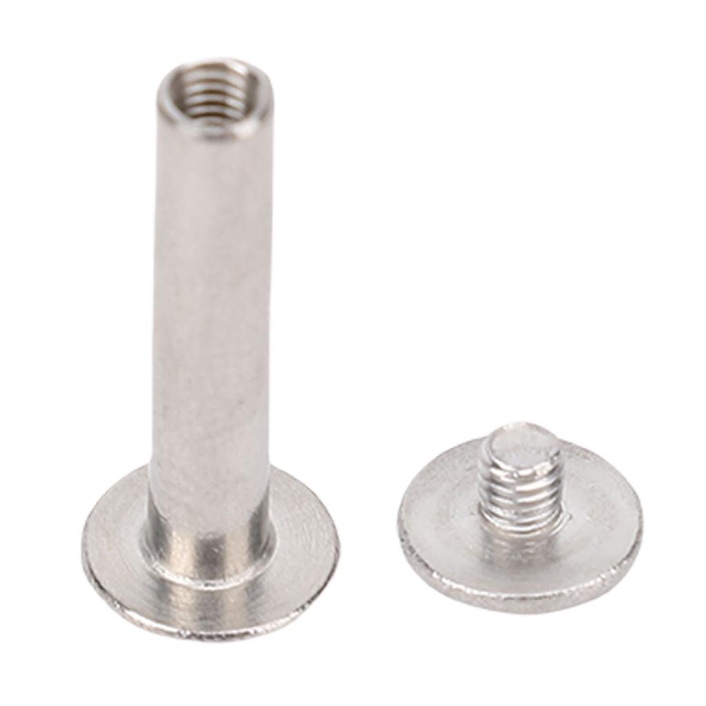 100 Sets Rivet and Screw M3 Stainless Steel Flat Round Head Rivet Fastener Set for Leather Crafts