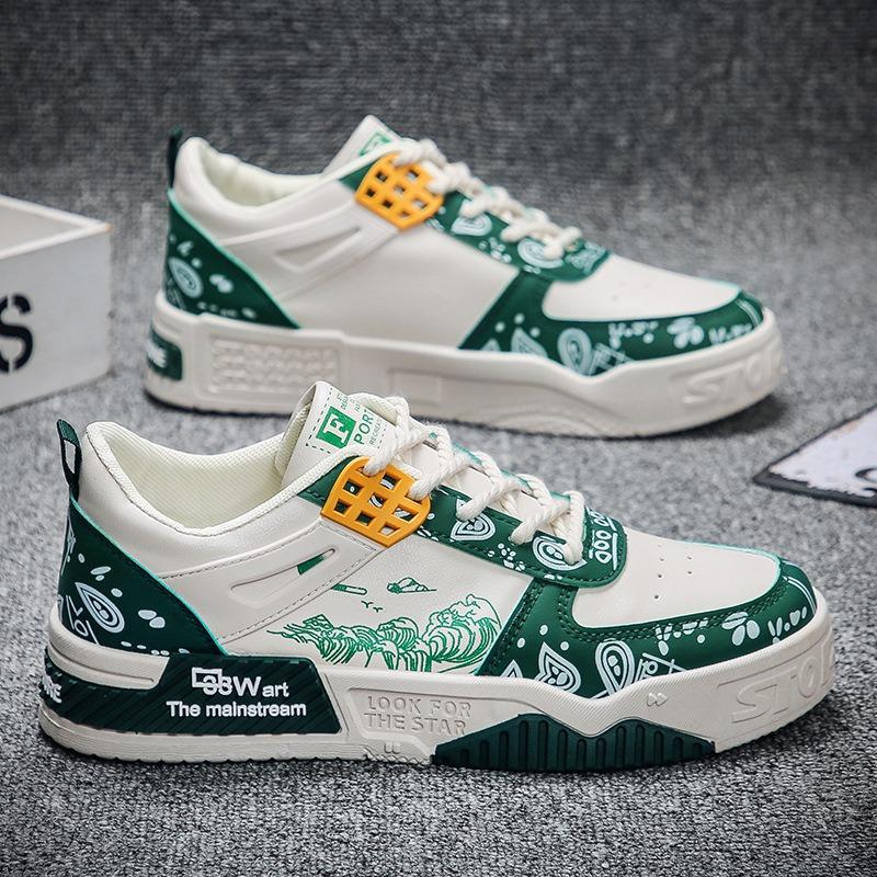 

Осень новая мужская обувь дышащая универсальная повседневная обувь кеды зеленый спорт мода мужская трендовая обувь 44