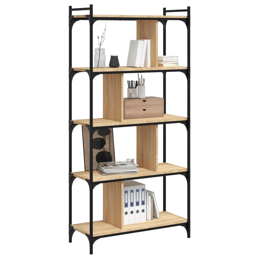 Bookshelf 5 Shelves Sonoma Oak Finish 76 x 32 x 158 cm Engineered Wood