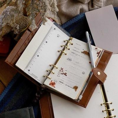 Fromthenon  A5 Sheepskin Texture PU Leather Cover Vintage Faux Leather-Bound Loose Leaf Notebook for Journaling Writing Planner