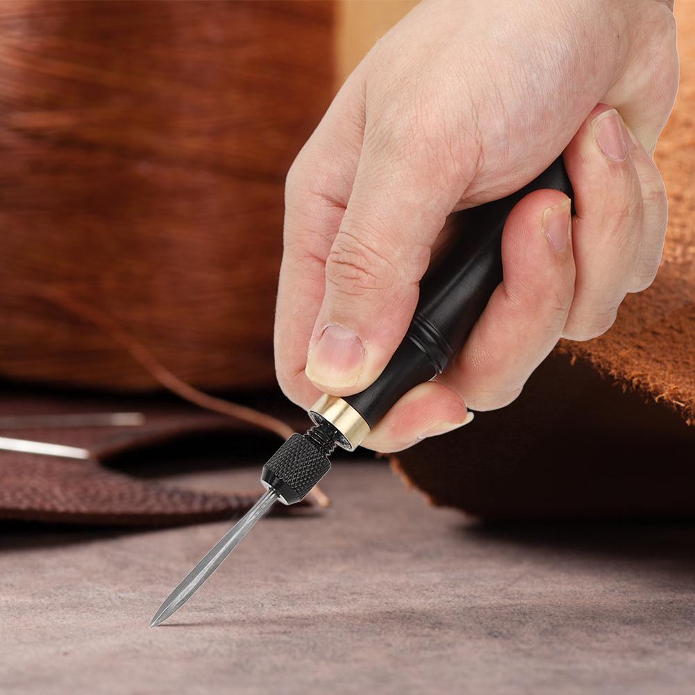 4 in 1 Stitching Awl Kit Ebony Handle DIY Leather Fabric Hand Craft Sewing Tool