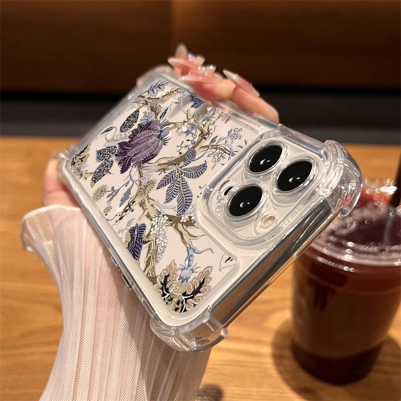 Flower Case For iPhone 11 Cases iPhone 15 12 13 14 16 Pro Max X XR XS Max 7 8 14 15 Plus 16 Pro iPhone 16 Clear Shockproof Cover