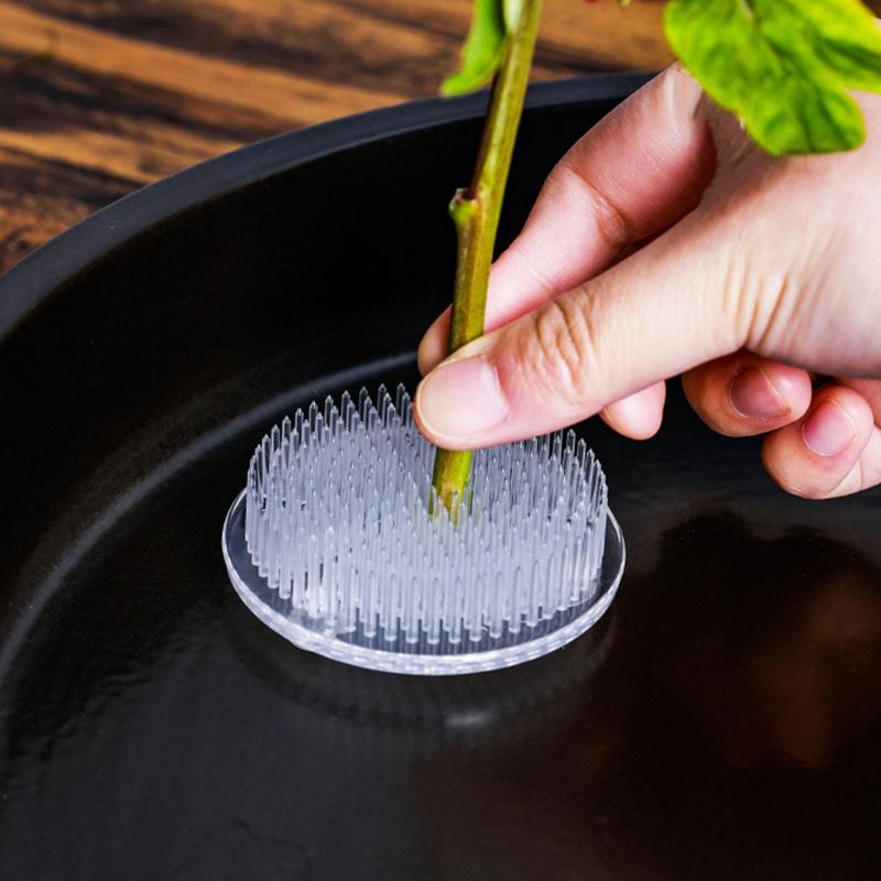 Round Ikebana Kenzan Flower Frog Suction Cup Plastic Flower Arranging Tool Art Fixed Rubber Base Holder Floral Decor Pot Vase