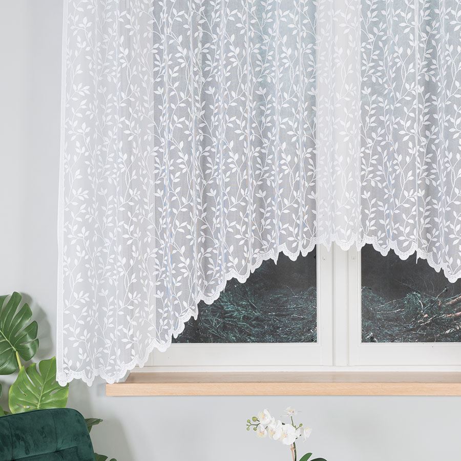 Zuzanna - Ready-Made Jacquard Curtain With A Cut At The Bottom - 300X160 Cm - White