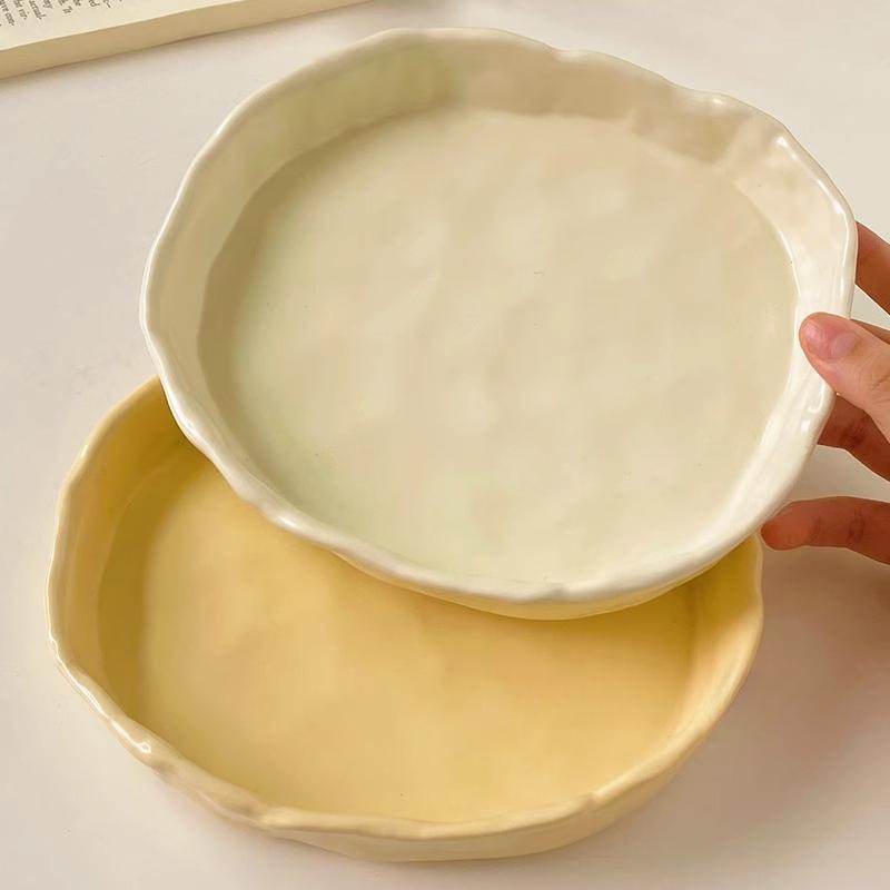 Ins Style Irregular Plate Simple Household Dish Ceramic Highend Feeling Matte Pasta Plate