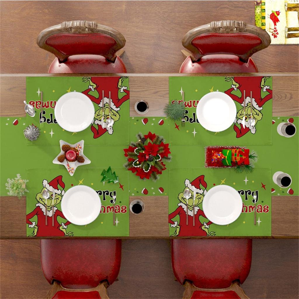 Christmas Series Table Flags Placemat Sets Cross Border New Christmas Green Shirt Placemats