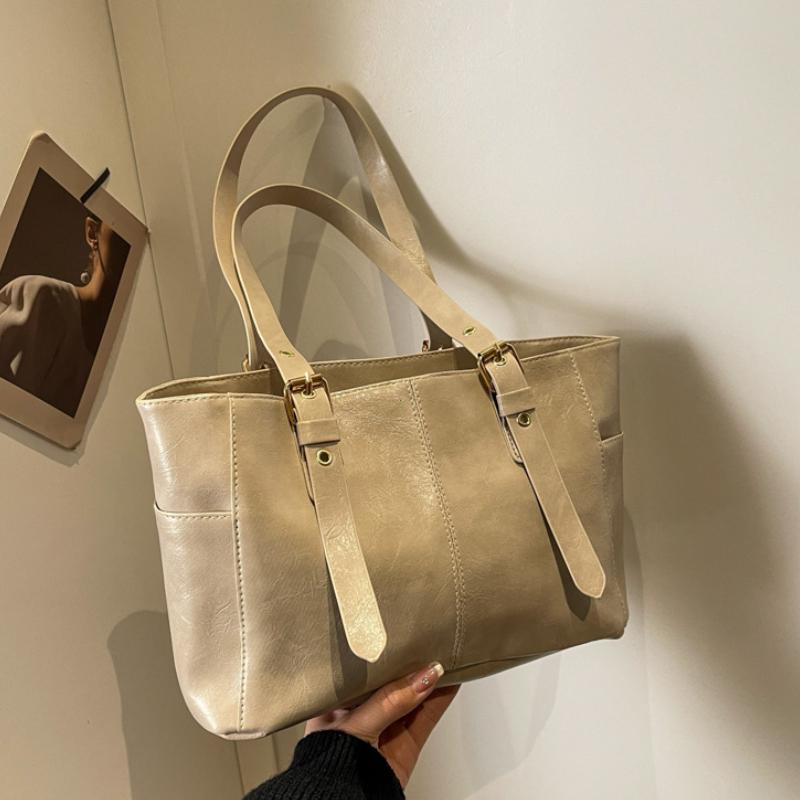 

New 2026 Korean Retro PU Leather Chain Shoulder Bags Women Fashi Black Large Capacity Tote Bag Female High Quality Handbags бежевый