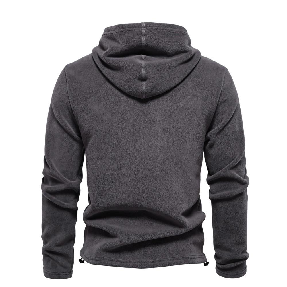 Men's Versatile Zip-Up Stand Collar Fleece Sweatshirt for Autumn/Winter