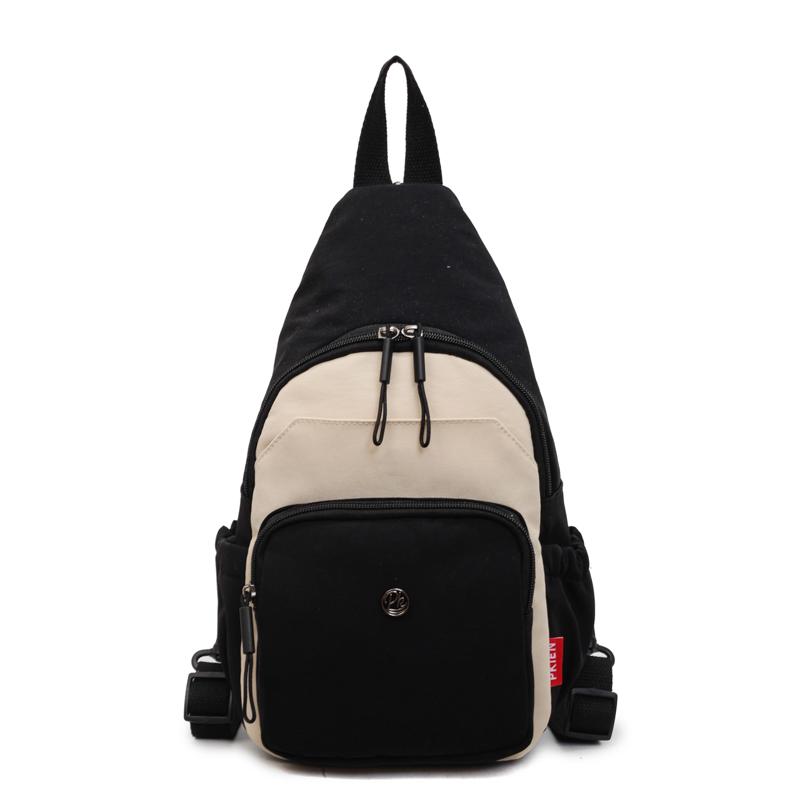

Женский маленький рюкзак многофункциональная нагрудная сумка контрастного цвета уличная наплечная сумка кроссбоди чёрный