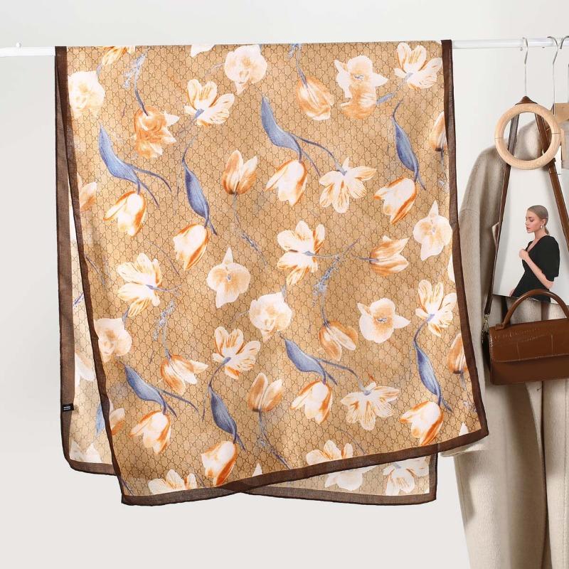 New Spring and Summer Silk Scarf Thin Yarn Scarf Cotton and Linen Feel Scarf Women's Autumn and Winter Versatile Long Yarn Shawl Dual-purpose