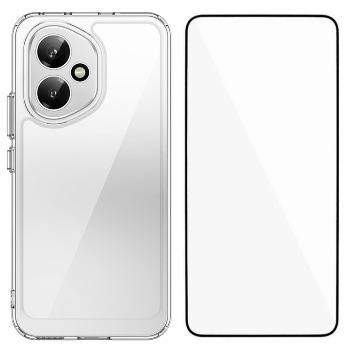 

Для Honor 400 5G (Глобальный) Чехол WANLONFENG серии MF из ТПУ и акрила, прозрачный чехол для телефона с пленкой из закаленного стекла Transparent