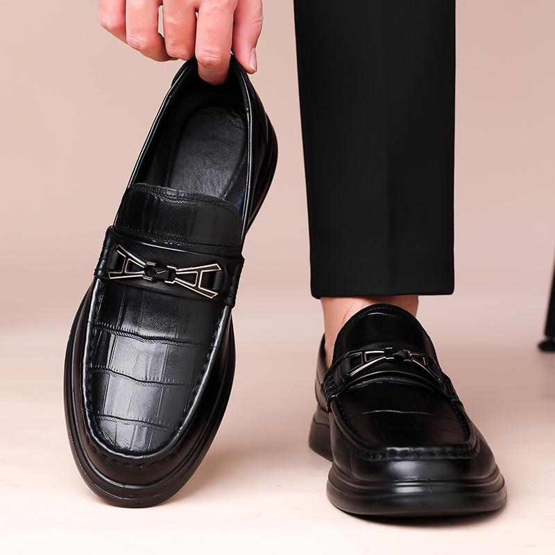 Fashion Cow Leather Shoes for Men Casual Breathable Formal Business Men's Loafers Autumn Black Luxury Shoes Zapatos Casuales