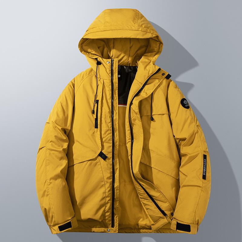 

Men s Trendy Hooded Winter Cotton Jacket - Loose, Thickened Graphene Outerwear XL жовтий