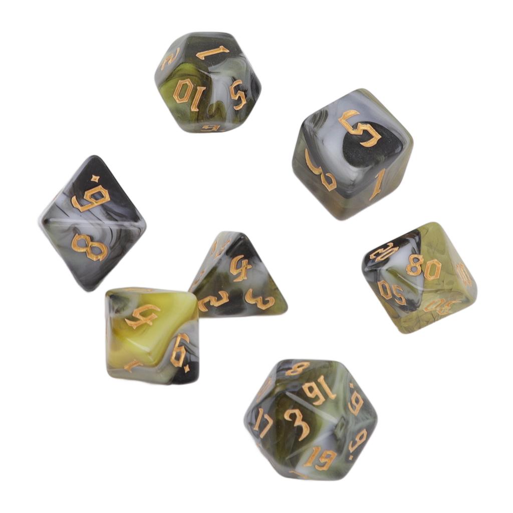 7PCS Polyhedral Number Dice Set Acrylic Table Board Game Dice Toys Waterproof Wear Resistant
