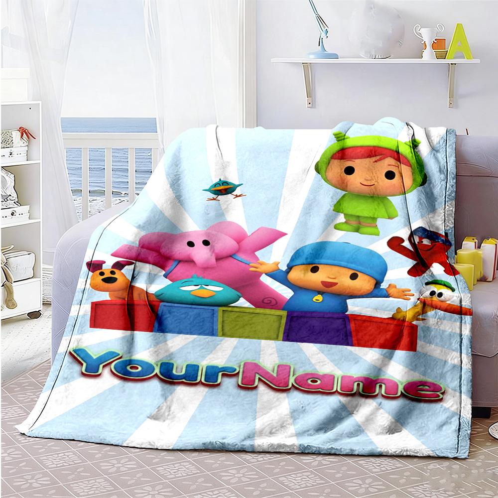 Pocoyo Personalized Name Blanket Gift Customizable Blanket Ultra-Soft Great for Home Decor Picnics Livingroom Living Room All-Season Use