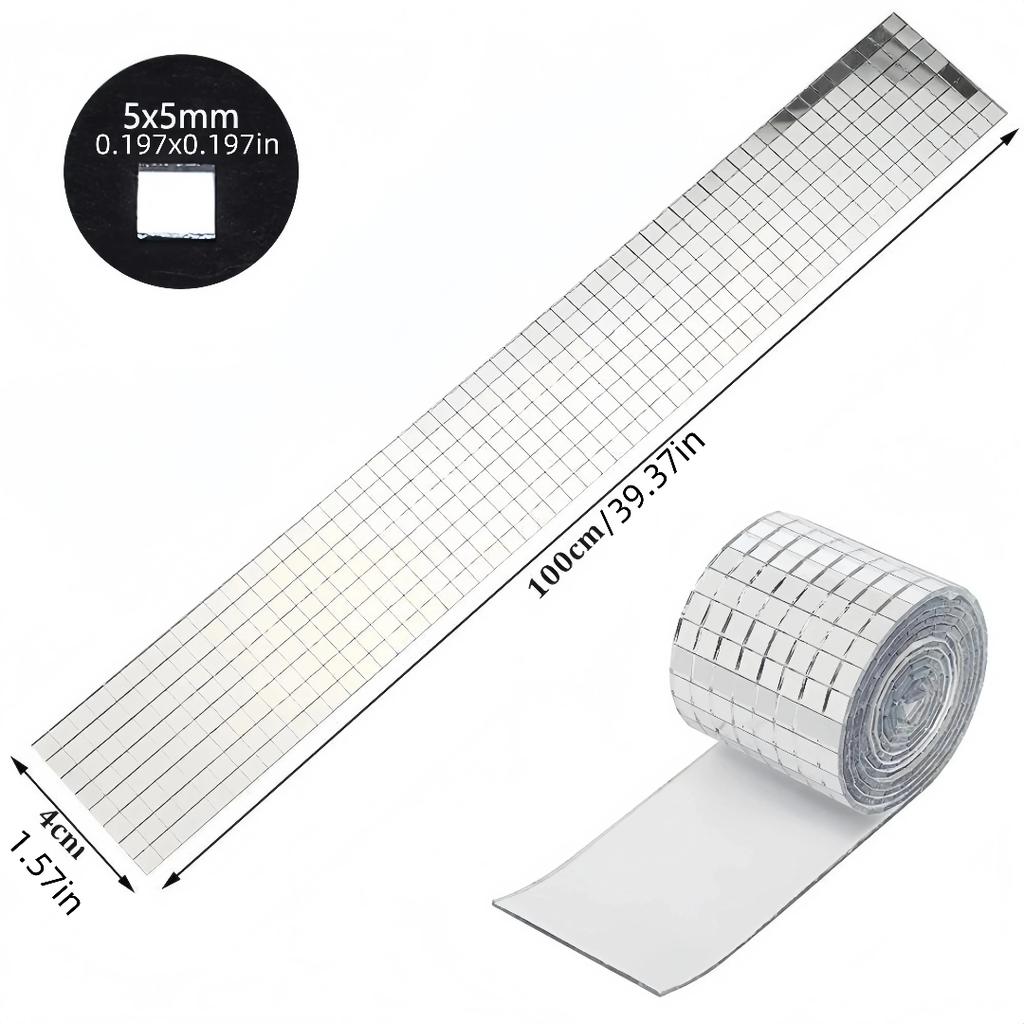 1PC 4x100cm Self-Adhesive Real Glass Craft Stickers Reflective Glass Tape Mirror Mosaic Tiles For Making DIY Hand Crafts Home De
