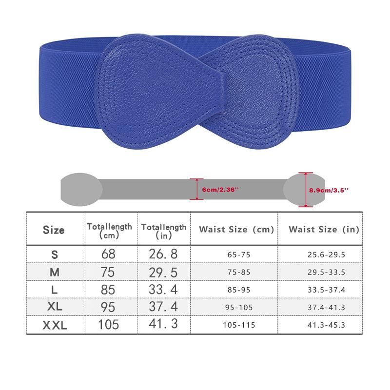 Brede Tailleband Riem - Rekbaar, Effen, Elastisch, Comfortabel, Veelzijdige Jurkjas Gilet voor Dames S blauw