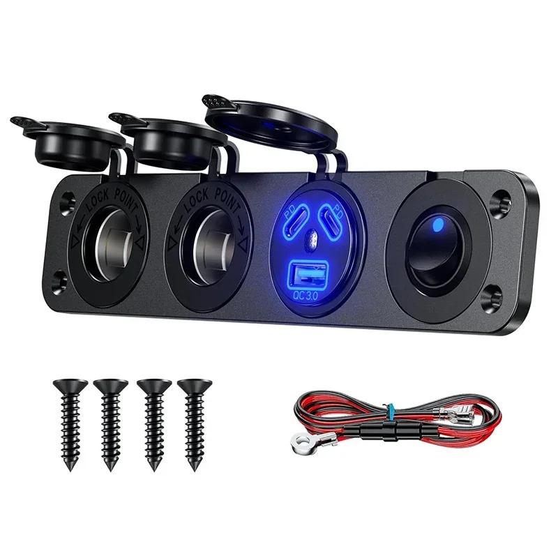 

Kewig модернизированная панель прикуривателя 12 В/24 В USB C 108 Вт 3-портовая розетка USB для быстрой зарядки автомобиля, лодки, автофургона