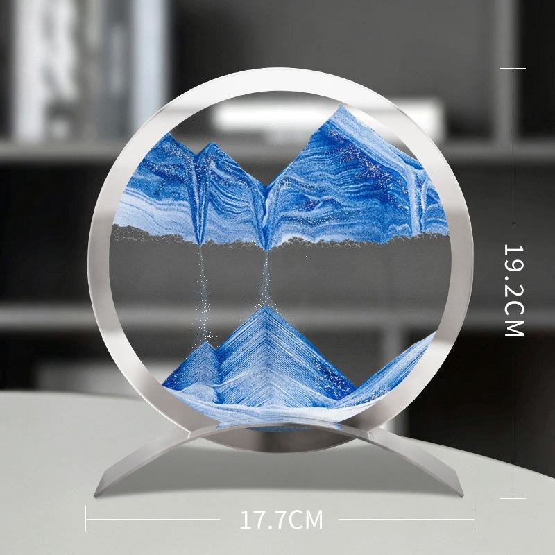 7 Inch Quicksand Painting Moving Sand Art Decor with Glass Frame Desk Decorative Gift for Living Room Home Office