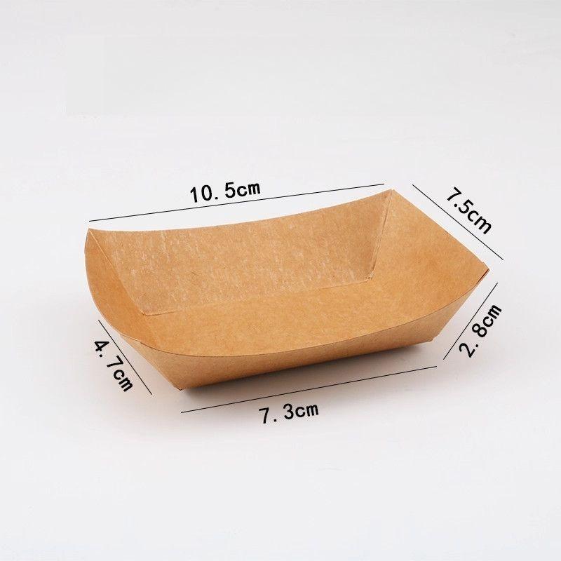 Kraft Paper Food Tray Heavy-duty Food Boat Trays Disposable Service Basket for Fried Chicken Snacks Fries Tacos BBQ Party Tableware Kitchen Tools
