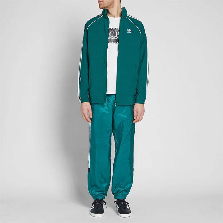 Adidas Originals Trefoil Logo Colorblock Striped Sports Jacket Men Jacket Green CW1311