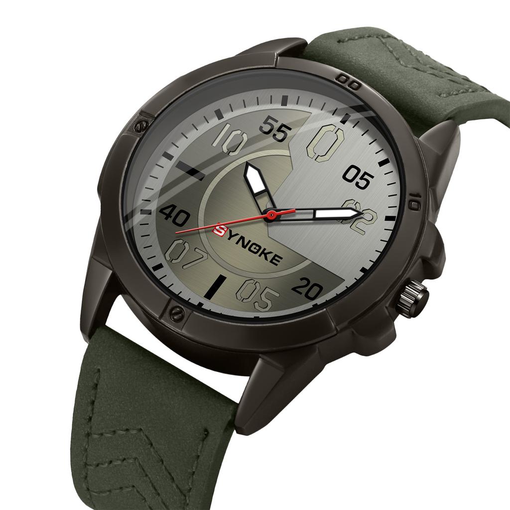Mens Quartz Watch - Round Dial, PU Leather Strap, 30m Water Resistant, Alloy Case,  Watch
