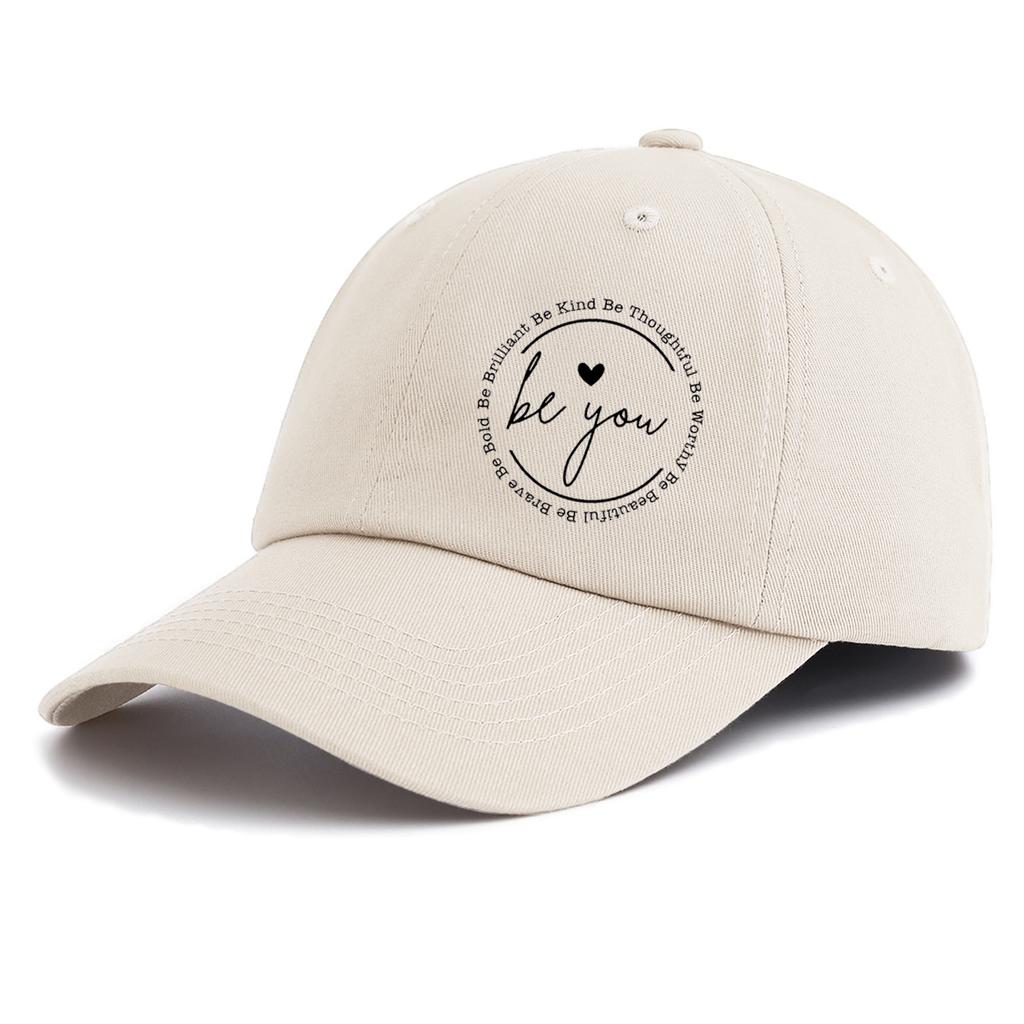 1pc BE YOU Print Baseball Cap for Adults,Minimalist Retro Style Casual Soft Adjustable Dad Hat,Perfect As Gift