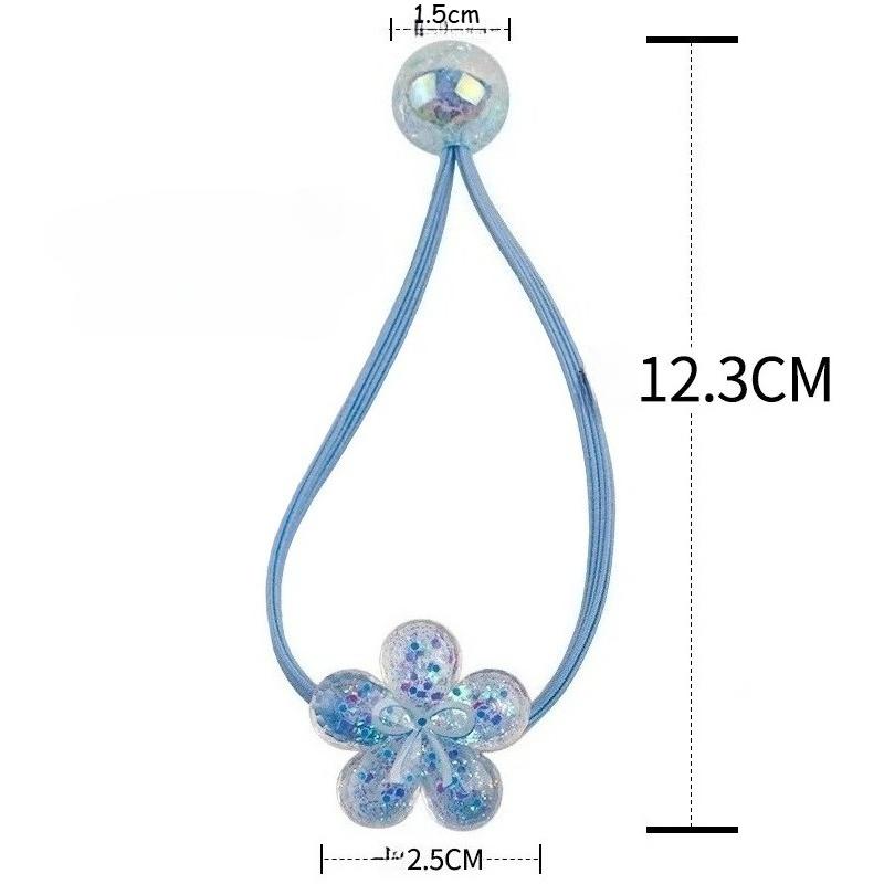 1pair Glitter Korean Style Cartoon Flower Bow Hair Ties Colorful Stretchy Hair Bands for Kids Girls Soft Elastic Kids Headwear