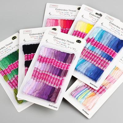DIY Two Color Handmade Cross Stitch Polyester Floss Gradient Color Handmade Accessories Thread 8m/pc