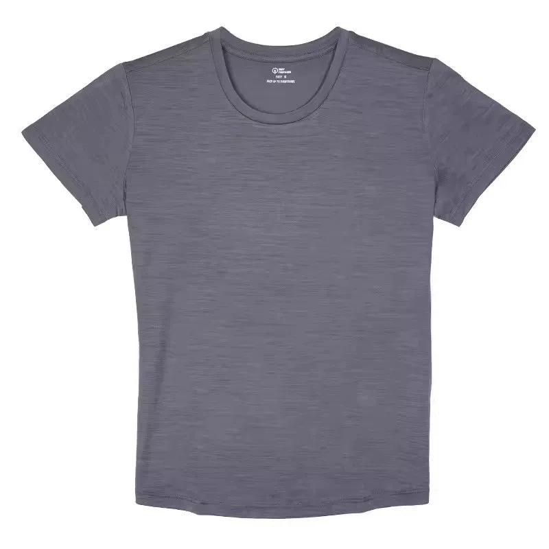 Women's Gray Shell Merino Wool Quick-Dry Hiking T-Shirt - Summer Outdoor Short Sleeve