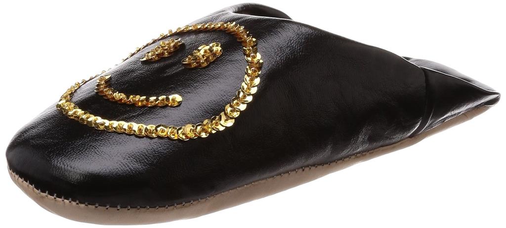 Fatima Morocco Smile Sequin Babouche Size MFM003 Men's Bags, Black, 27cm,