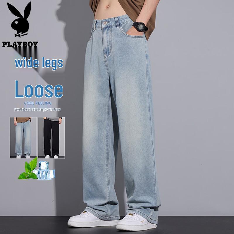 PLAYBOY Men s Summer Loose Straight Jeans 28