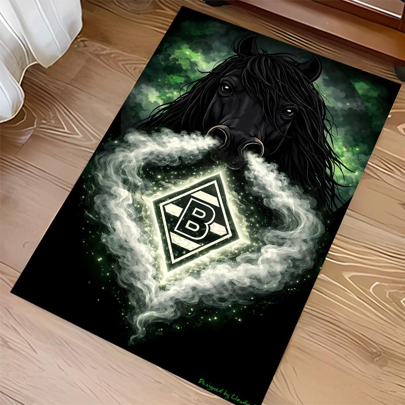 1pc Borussia Monchengladbach Logo Print Area Rug - Soft,Washable Non-Slip Indoor Mat for Office Chairs,Living Room,Home Office Decorative Rug
