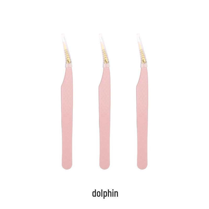 High Precision Stainless Steel Eyelash Extension Tweezers in Light Pink Mesh Pattern