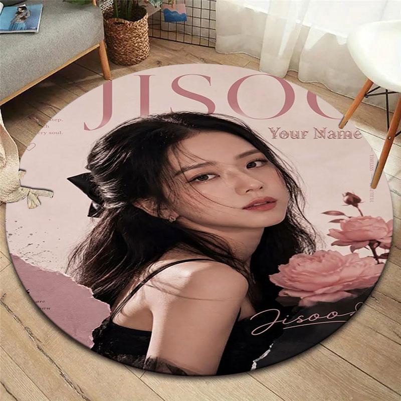 Blackpink Custom Name Round Area Rug,Carpet Rug for Living Room Bedroom Sofa Playroom Decor,Non-slip Floor Mat