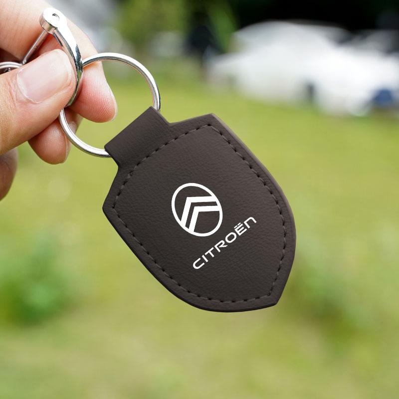 Auto Leder Schlüsselanhänger Schild Styling Emblem Schlüsselanhänger für Citroen C6 DS5 RD3 Cross Berlingo Xsara Grand Picasso Jumper Cactus Saxo