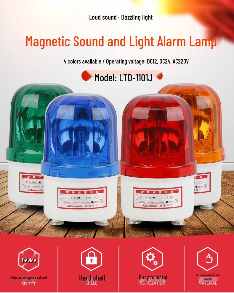 Magnetic Rotating Strobe Warning Light with Sound Alarm, Ceiling Mount, 220V