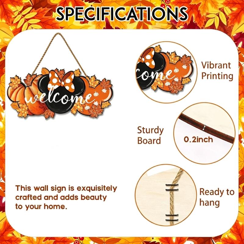 Fall Door Sign Wooden Autumn Pumpkins Door Hangers Maple Wall Decors for Outdoor Porch Wall Fall Harvest Hanging Decorations
