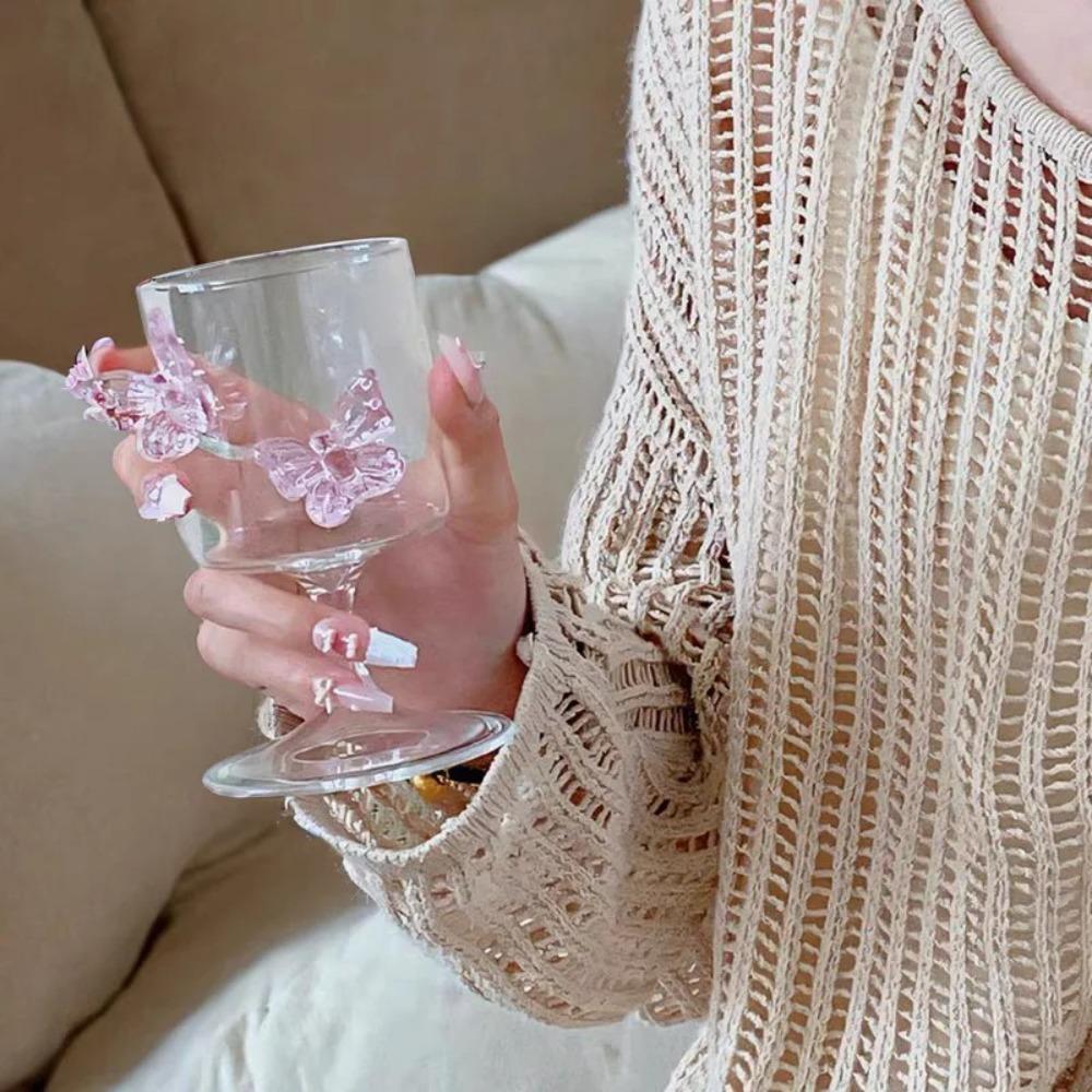 Sculptură 3D sticlă pahar fluture cocktail pahar nou cu picioare înalte șampanie