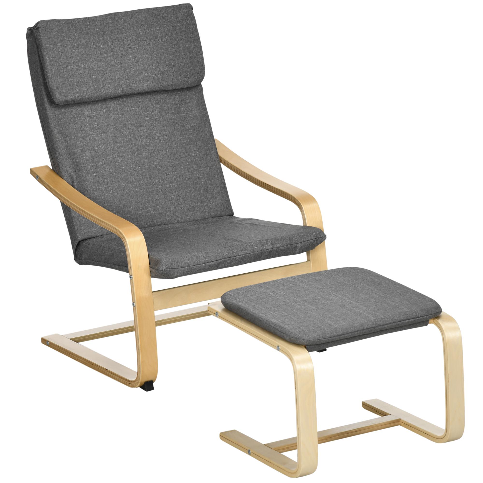 Armchair with Footstool, Armchair Set, Linen