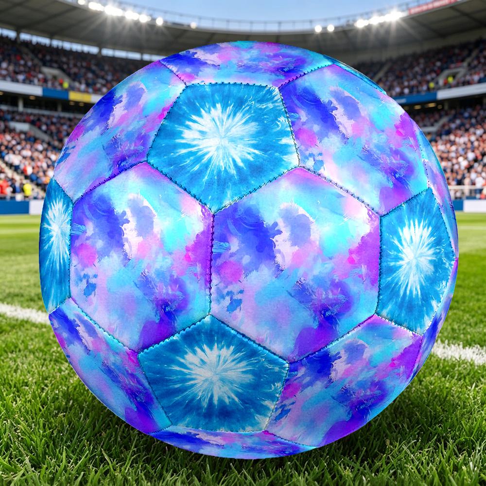 1PC Abstract Watercolor Flow Blue Tiedye Soccer Ball Size 5 Football Machine Sewn Indoor/Outdoor Universal Football Gift W139