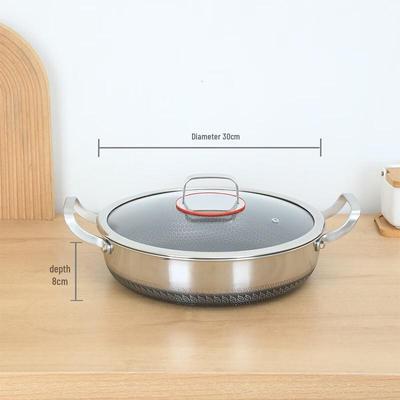 Yingtang 30cm Deep 316 Stainless Steel Frying Pan