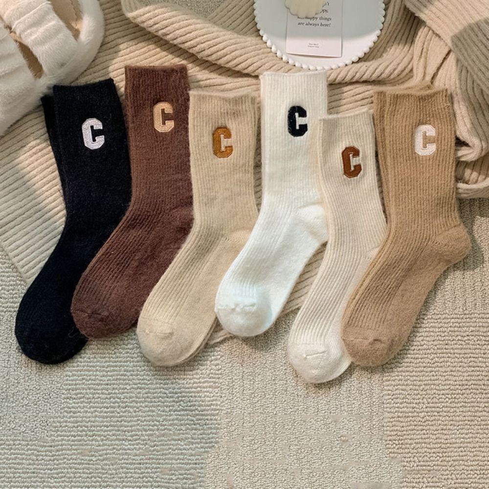 Polyester Wool Snow Boot Socks Solid Color Winter Warm Thick Socks Fashion Women Wool Socks  Women