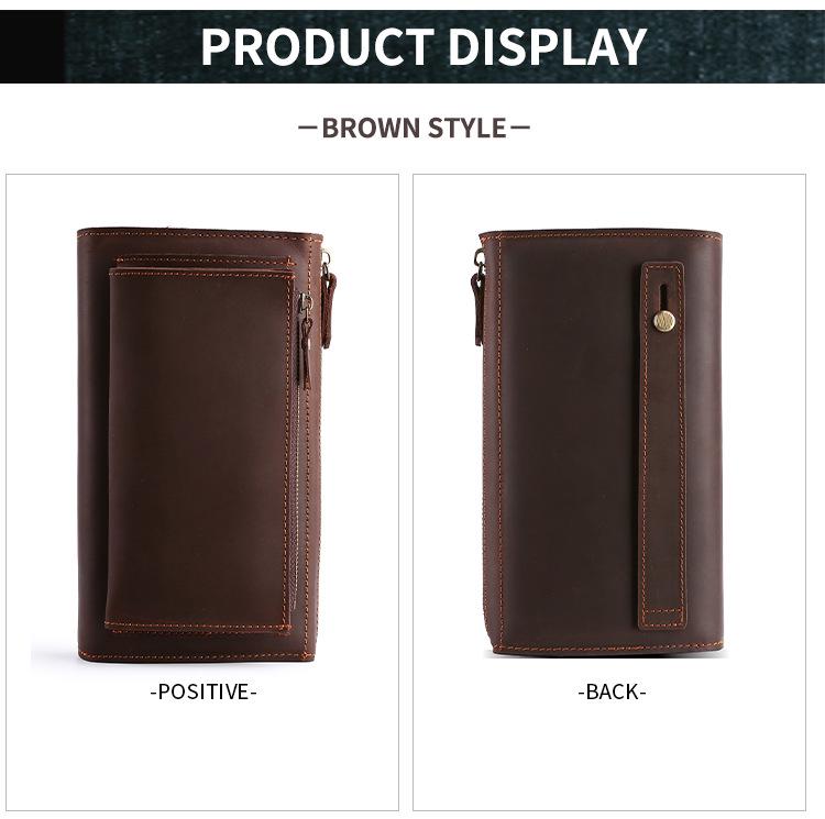 Men's Genuine Crazy Horse Leather Vintage Clutch & Phone Bag