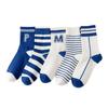 Female Spring and Autumn Tide Letter Blue Coarse Grain Long Tube Cotton Socks